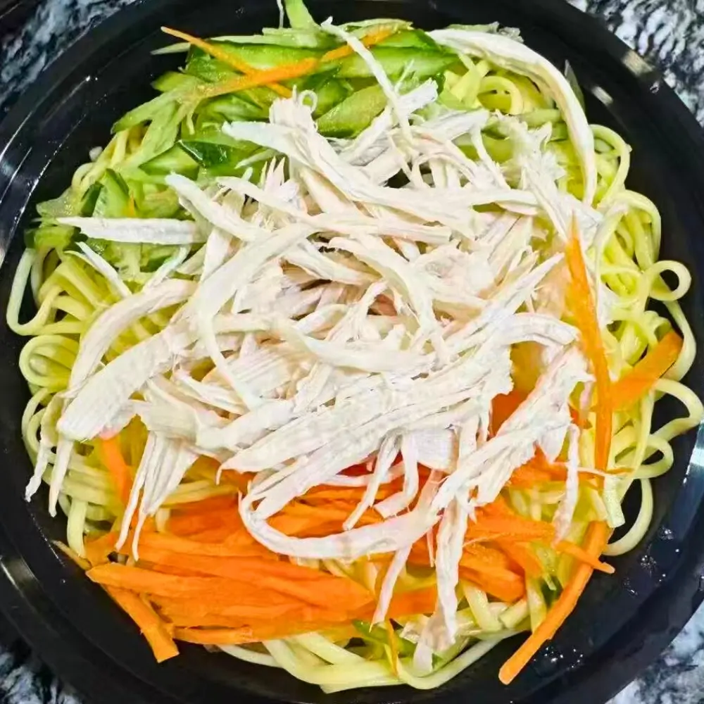 Cold noodles with chicken shreds and veggies at Dallas Spicy Chinese Cuisine, a Chinese Restaurant in Plano.