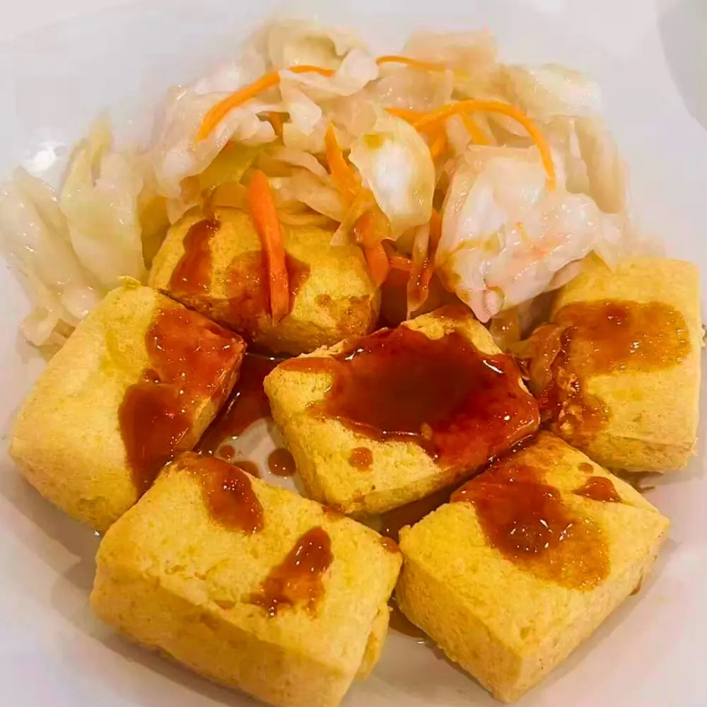 Spicy stinky tofu with pickled veggies at Dallas Spicy Chinese Cuisine, a Chinese Restaurant in Plano.