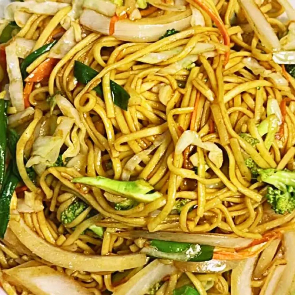 Vegetable stir-fried noodles at Dallas Spicy Chinese Cuisine, a Chinese Restaurant in Plano.